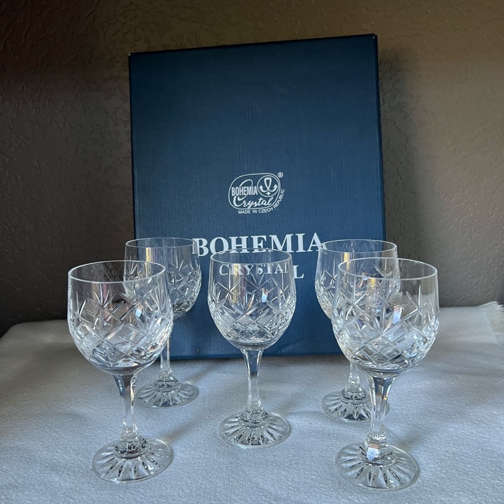 Crystal Bohemia 5 glasses! Comes in original box.